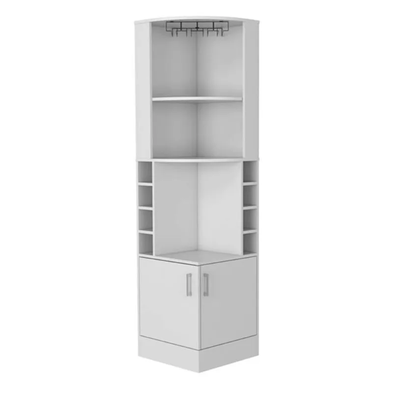 RTA Syrah Corner Bar Cabinet w/ Stemware Rack - White