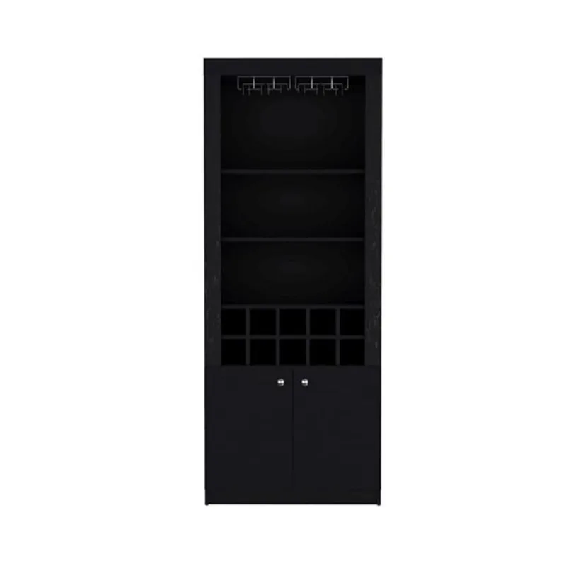 RTA Nebo Bar Cabinet w/ Stemware Rack - Black