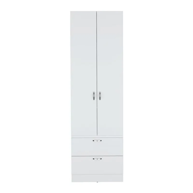 RTA Vicco Wardrobe w/ 2 Drawers and Polished Chrome Hardware - White