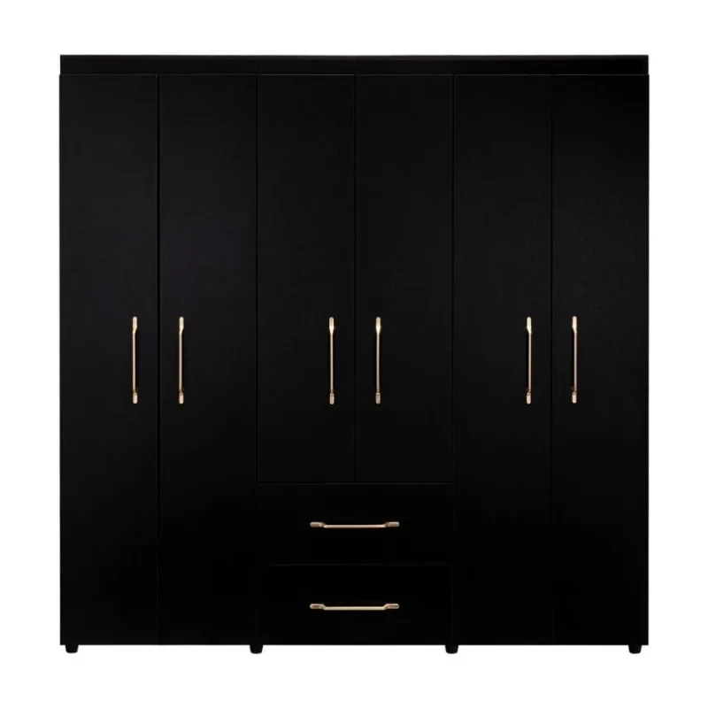 Ropero Melamina Golden Wengue 6 Puertas 2 Cajones