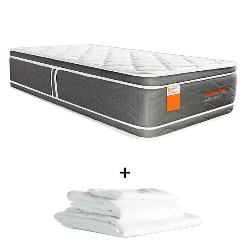 Combo colchón Confort Supremo Semidoble 120x190x36 cm + Juego de sábana Romance Relax