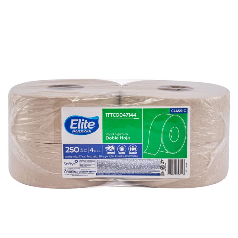 Papel higiénico natural 250m 4 rollos Elite Professional