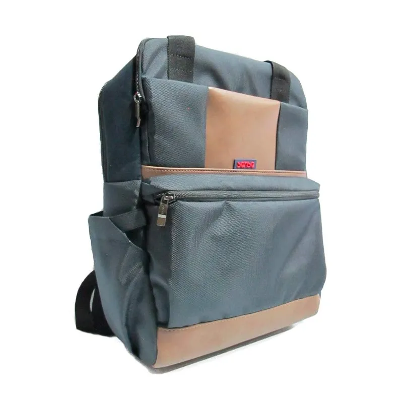 Morral tipo maletín para portátil y tablet, azul con café