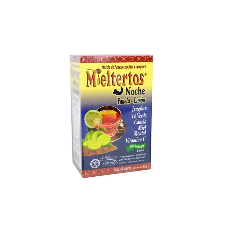 Mieltertos Noche Caja con 6 Sobres de 15 G – Panela -limón