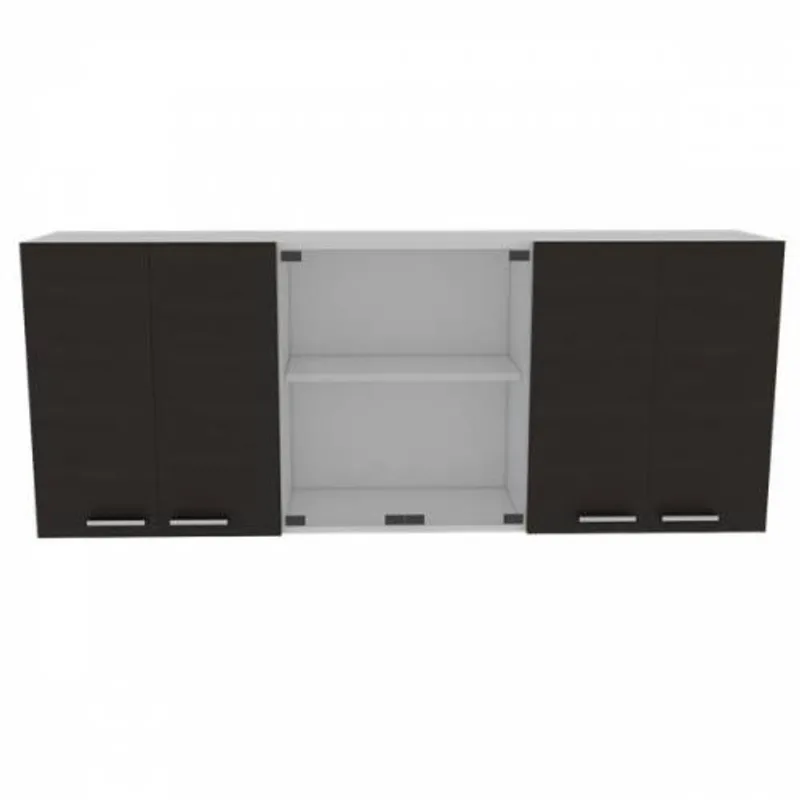 Gabinete Superior Cocina 150 Vidrio Rta Blanco/Wengue