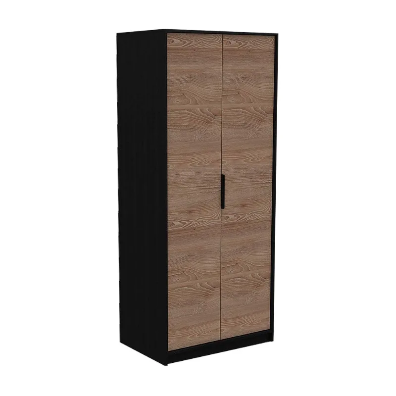 Ropero Kaia 2 Puertas 2 Repisas Melamina Negro Amaderado Tuhome