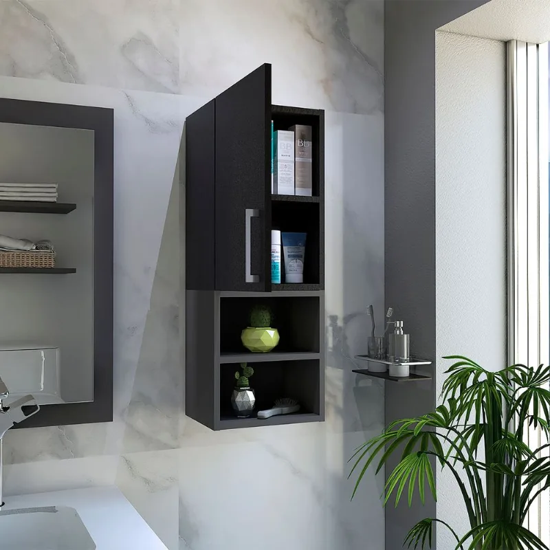 Mueble Lateral Organizador Melamina Negro Tuhome Lateral Madrid Wengue