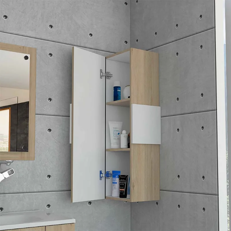 Mueble Lateral Organizador Vanguard Tuhome Beige Melamina
