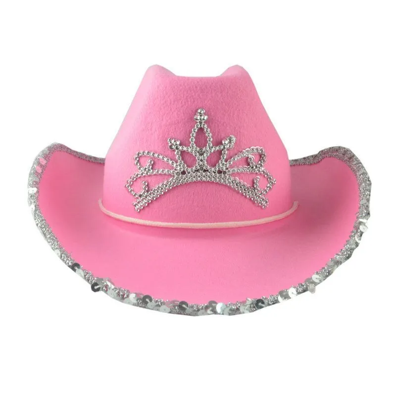 Chapéu De Carnaval Chapéu De Cowboy Rosa De Halloween Com Coroa Para Crianças