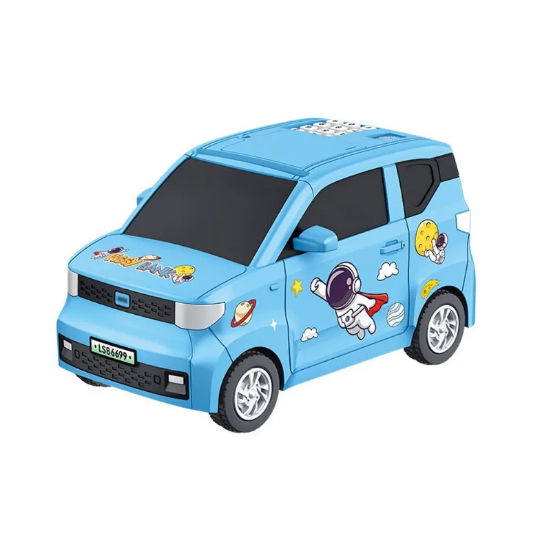 Caixa De Dinheiro Com Moedas De Carro Azul De Desenho Animado Piggy Bank Para Crianças
