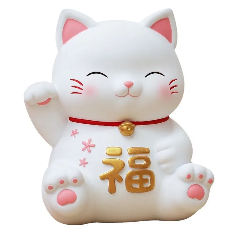 Resina Piggy Bank Lucky Cat Para Crianças 17x12x18cm