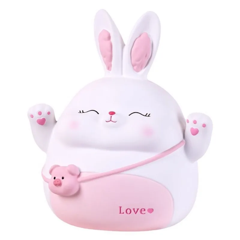 Resina Piggy Bank Rabbit De Grande Capacidade Para Crianças 17x15,5 X 19,5 Cm