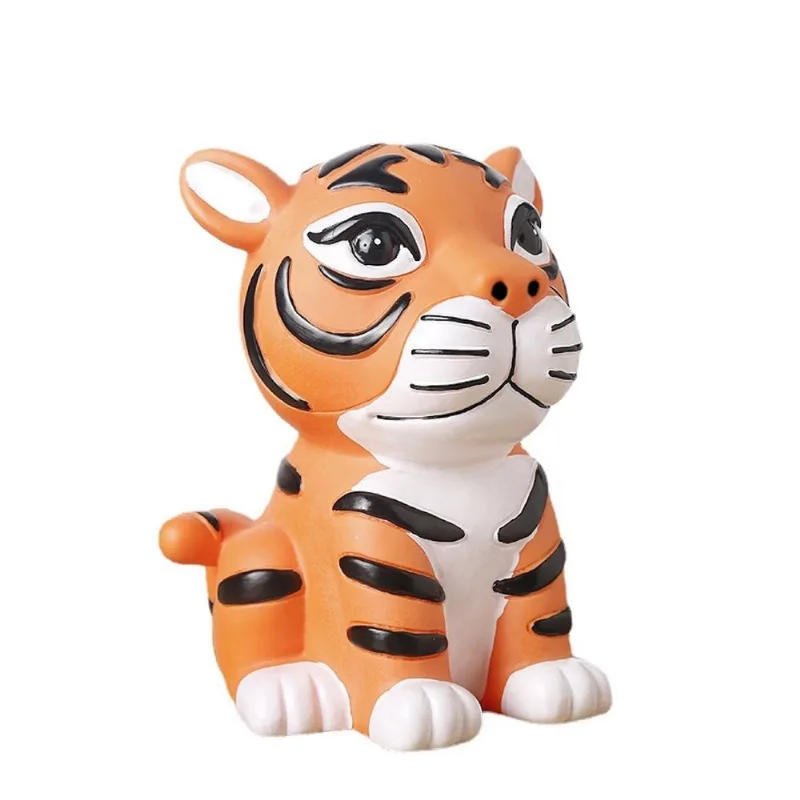Resina Piggy Bank Cute Tigers Para Crianças 16,5x14x21cm