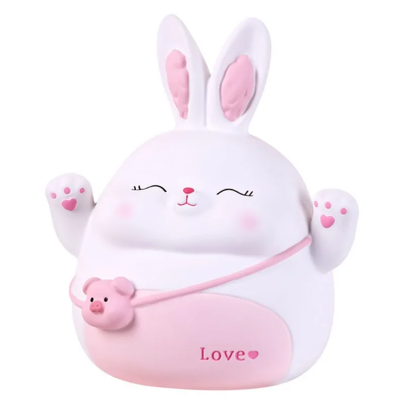 Resina Piggy Bank Rabbit De Grande Capacidade Para Crianças 17x15,5 X 19,5 Cm
