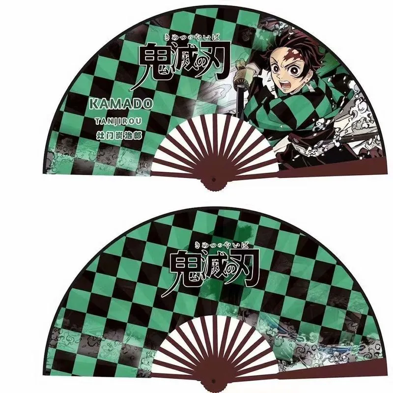 Tecido Portátil/bambu Folding Fans Anime Demons Slayers (2 Unidades)