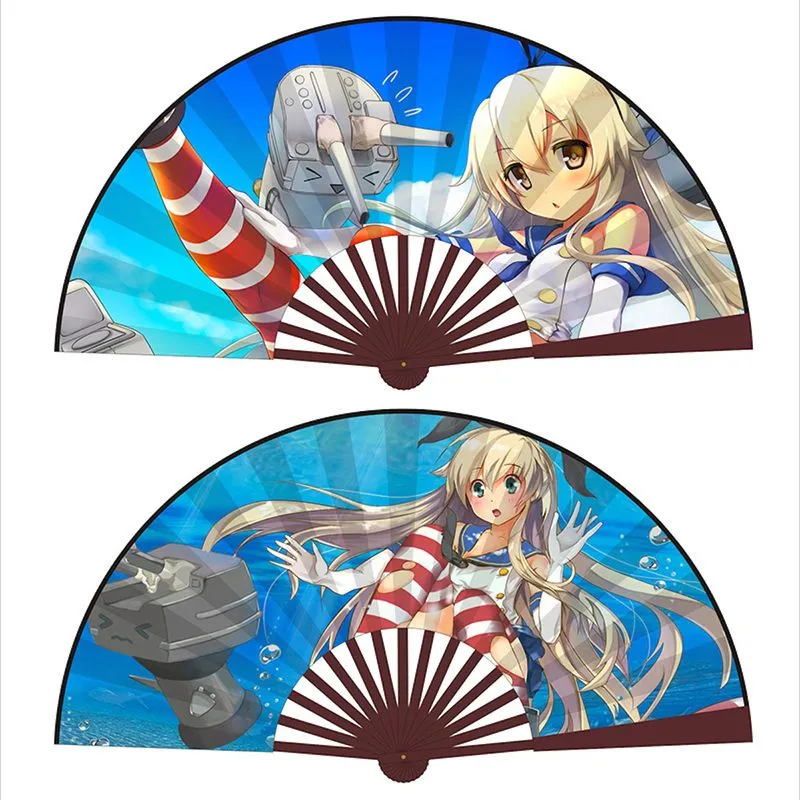 Folding Fans Anime, 2 Peças De Tecido De Bambu Portátil De 25 Cm