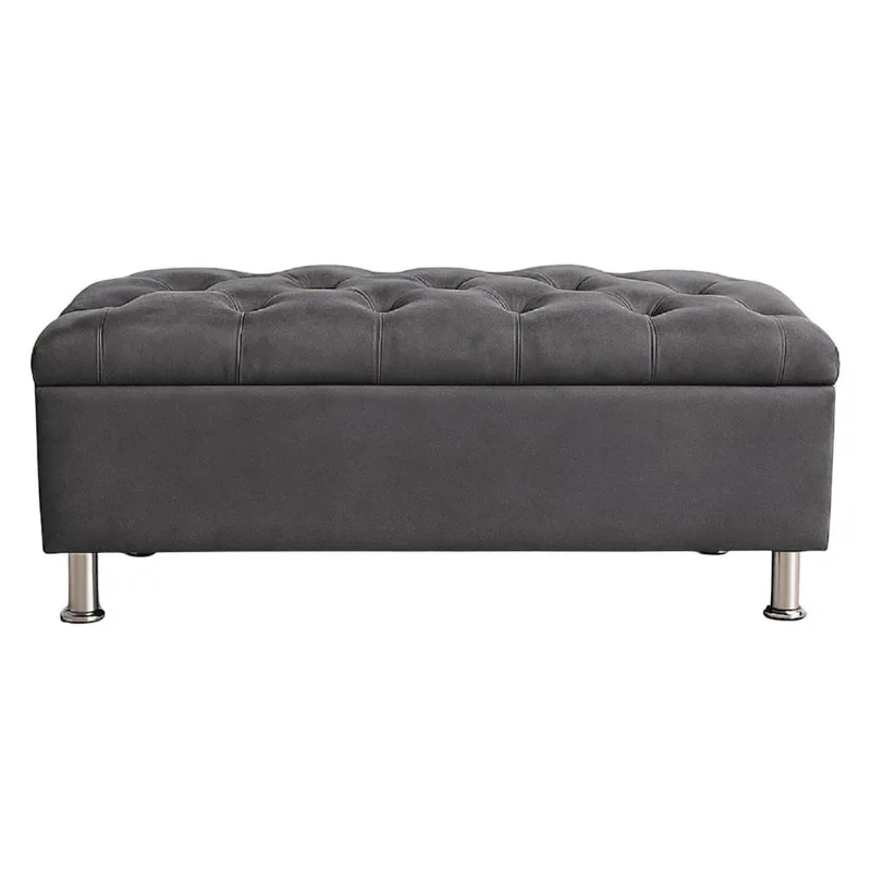 Puff capitoneado 40x100x40cm gris Estilo y Confort
