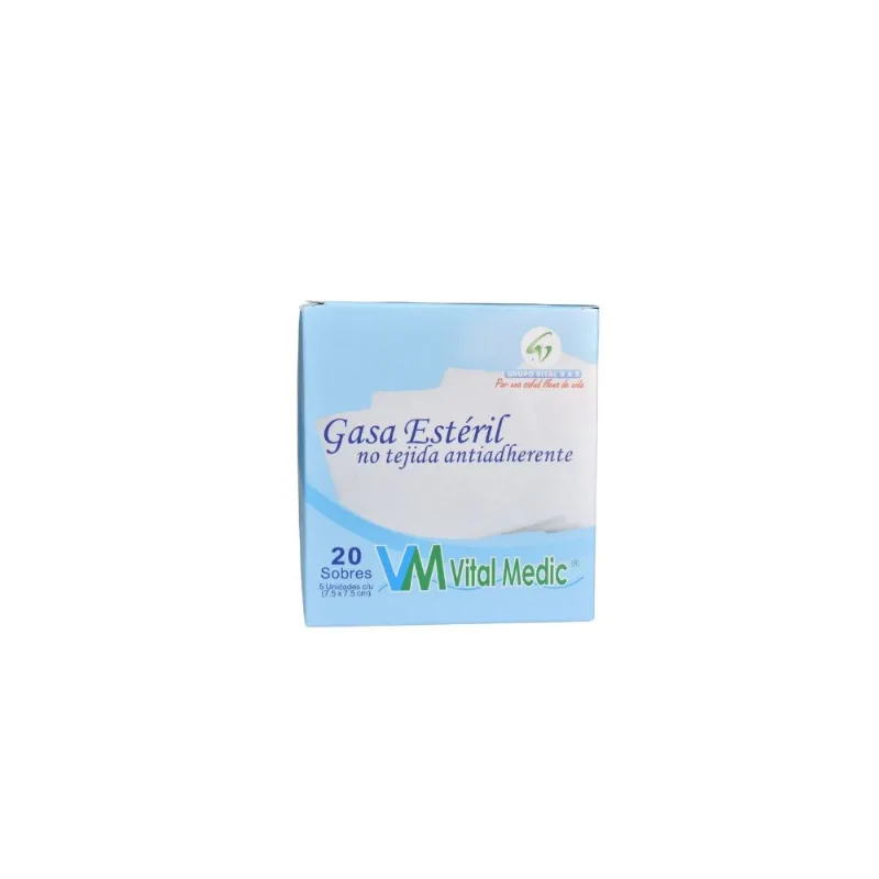 Gasa Esteril Vital Medic No Tejida Antiadherente 20 Sobre de 5 Unds C/u
