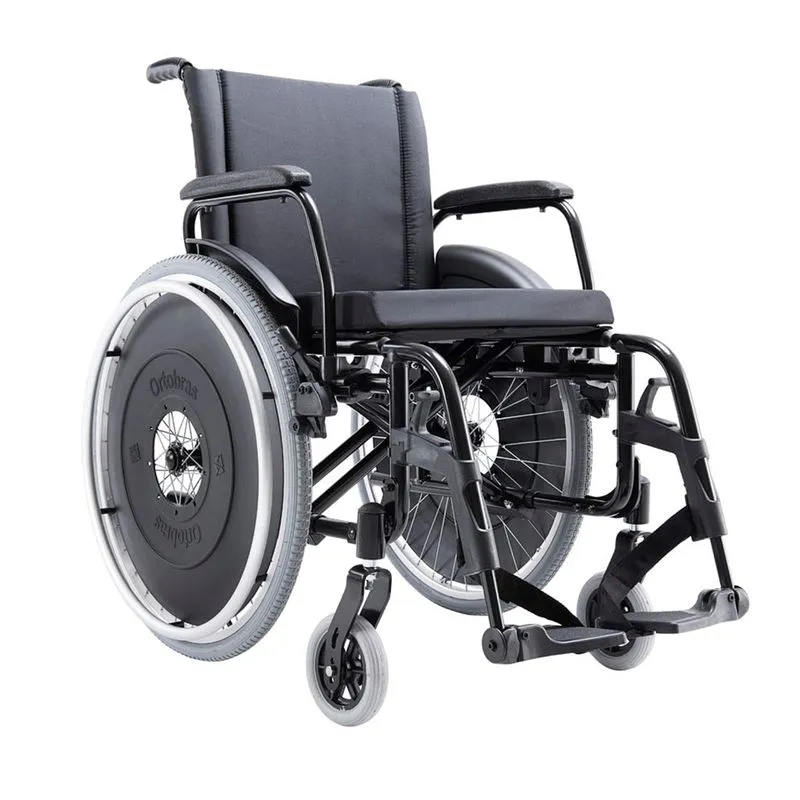 Cadeira De Rodas Avd Alumínio Preta (38 Ao 50 Cm) - Ortobras