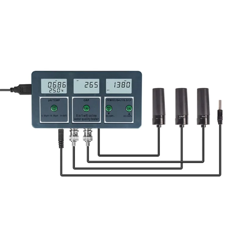 Monitor De Qualidade Da Água 8 Em 1 Ph/ec/tds/salt/s.g/cf/orp