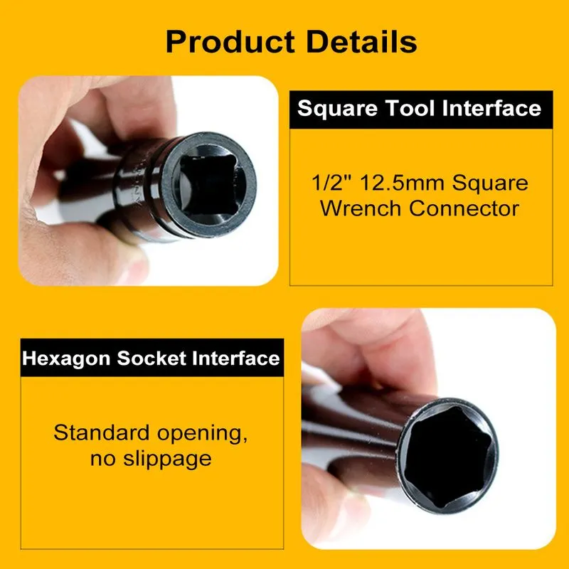 Conjunto De Soquetes Impact, Unidade De 1/2 Polegada, 40 Mm De Profundidade, 6 Pontos, 9 Unidades