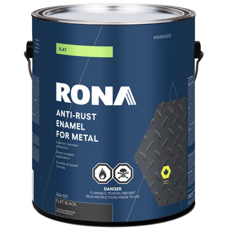 RONA 3.6 L Anti-Rust Oil-Based Metal Enamel Paint - Matte Black