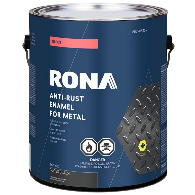 RONA 3.6 L Anti-Rust Oil-Based Metal Enamel Paint - Gloss Black