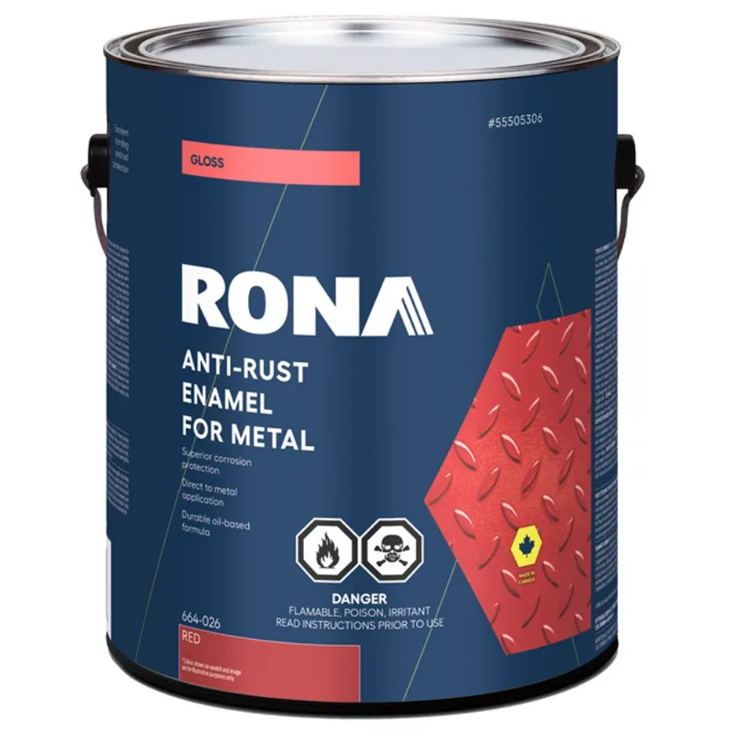 RONA 3.6 L Anti-Rust Oil-Based Metal Enamel Paint - Gloss Red