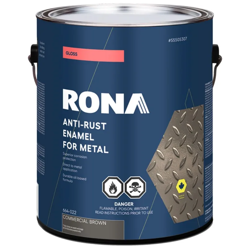 RONA 3.6 L Anti-Rust Oil-Based Metal Enamel Paint - Gloss Brown