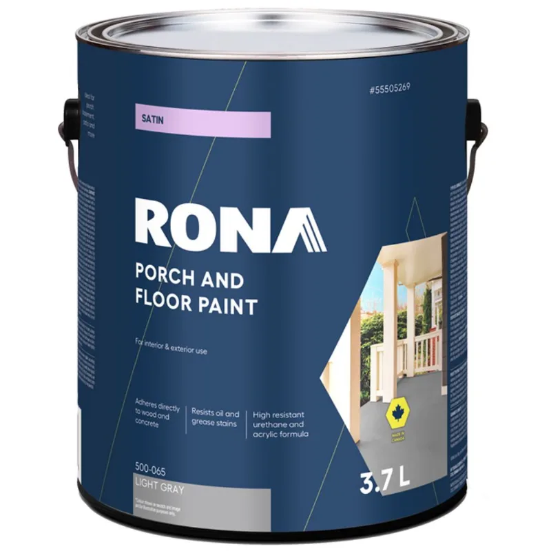 RONA Premium Satin Grey Interior/Exterior Porch and Floor Paint - 3.78-L