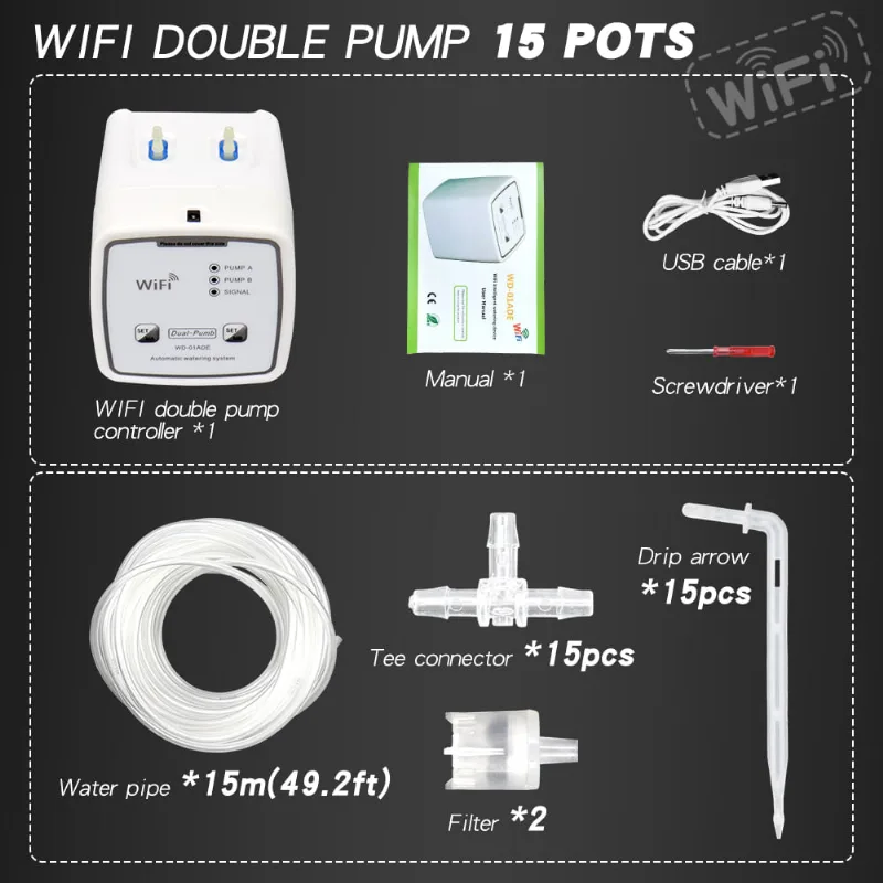 Dispositivo De Rega Inteligente Wifi Com Bomba Dupla Temporizada Automática
