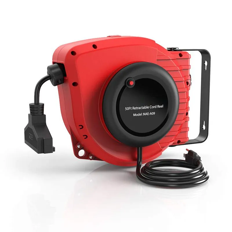 Carretel De Cabo De Extensão Retrátil Lepmerk 15m + 1.5m 14awg
