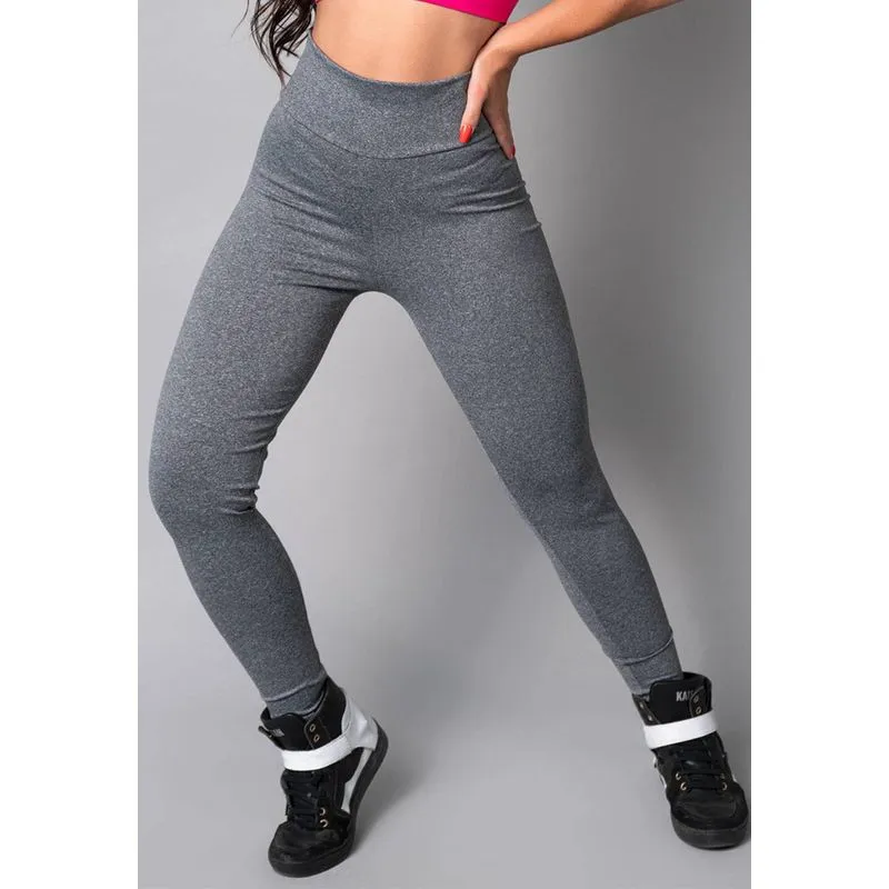 Calça Legging Sem Costura Basic+ Poliamida Cinza