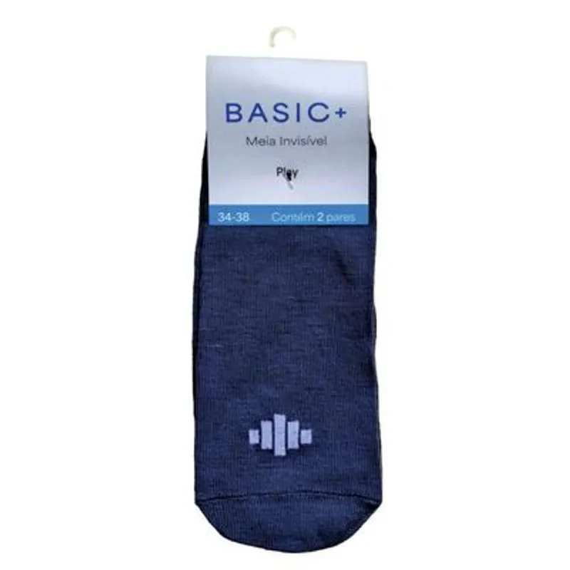 Kit 2 Pares de Meias Super Invisível Masculino Basic+ Azul Marinho e Preto