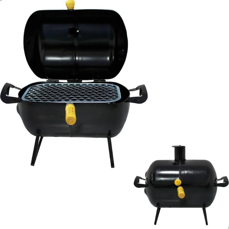 Churrasqueira Bafo Pequena Com Grelha Para Churrasco Preto