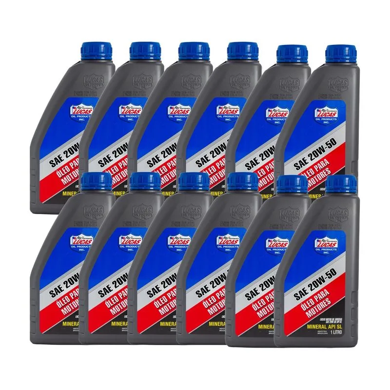 Kit 12 Óleo Lubrificante Motor Mineral Lucas Oil 20w50 Sl
