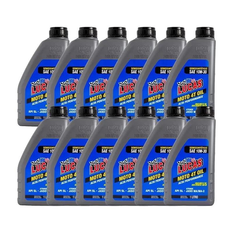 Kit 12 Óleo Lucas Oil 10w30 Moto/quadriciclo Semissintético