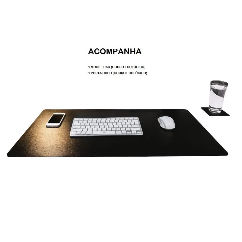 Mousepad Médio 70X30 Tapete Fino Impermeavel + Porta Copo
