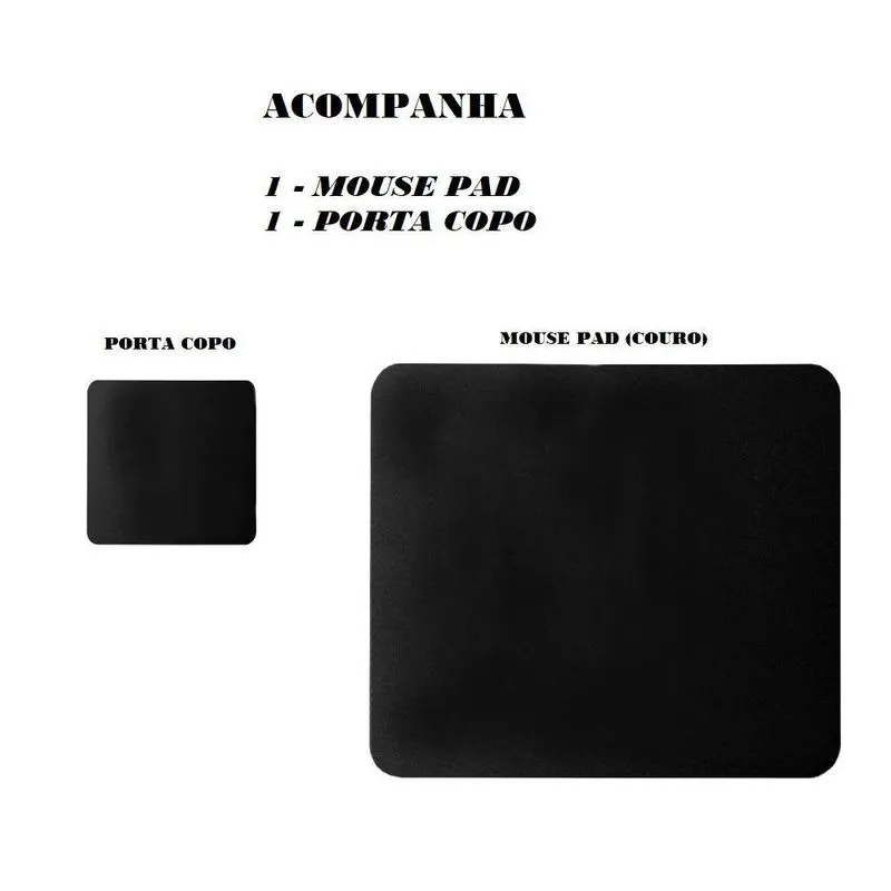 Deskpad Mesa Couro Ecologico 20x020 Notebook + Porta Copo