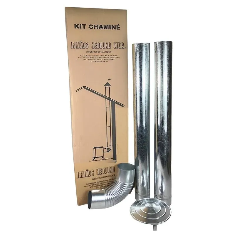 Kit Chaminé Em Aço Galvanizado Com 2 Canos Para Casa Fogão a Lenha Lareira - amz