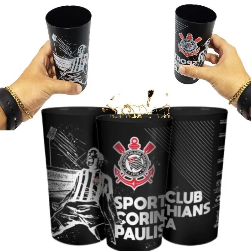 Kit 4 Copos Plástico Premium Grande Sport Clube Corinthians