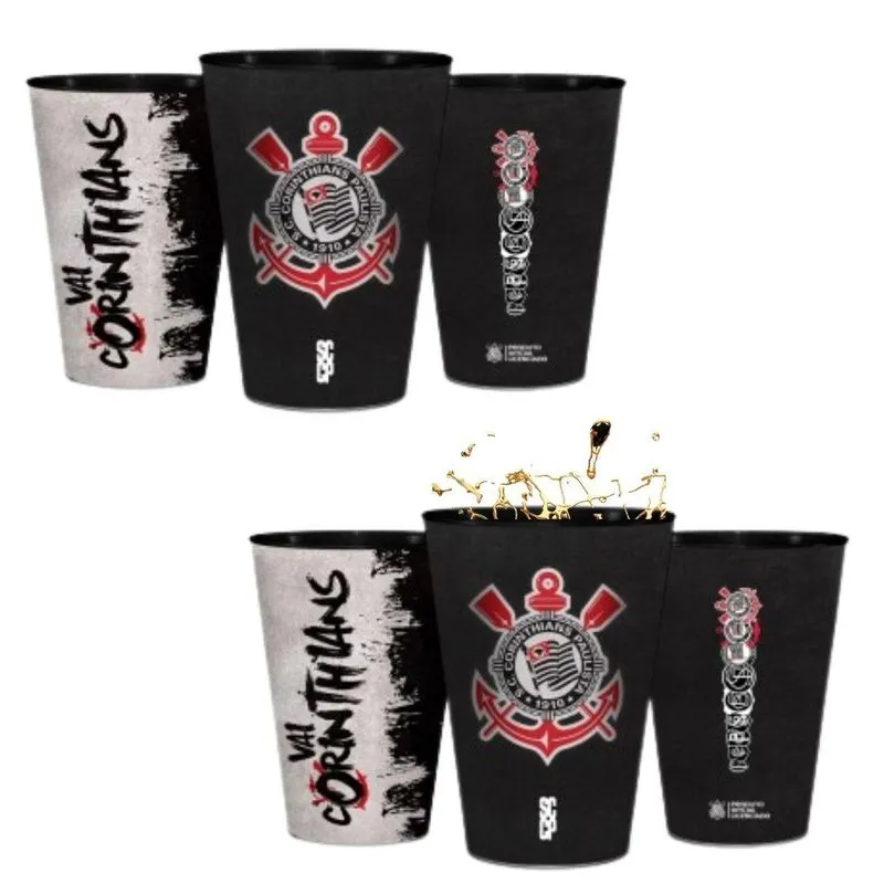 Kit 2 Copos Plástico Preto Grande Bebidas Festa Vai
