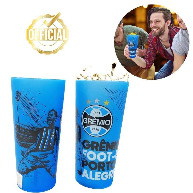Copo Plástico Azul Claro 500ml Bebidas Grêmio Tricolor