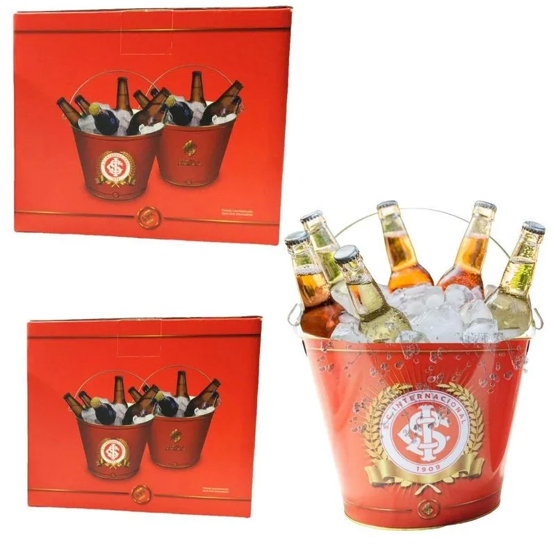 Kit 2 Baldes Alumínio Gelo Grande Vermelho Internacional