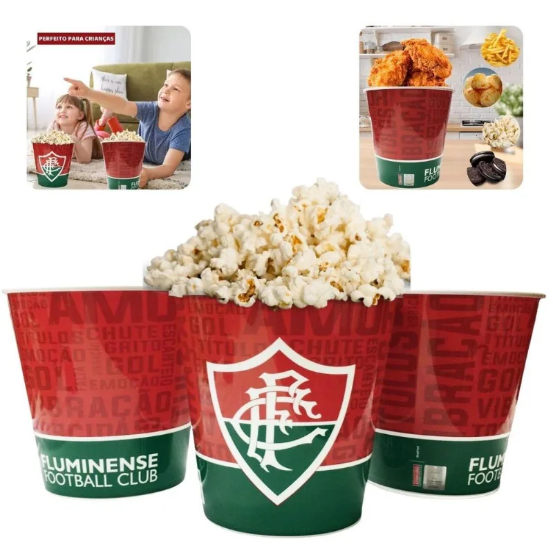Kit 4 Un Baldes Pipoca Grande 2,5l Time Clube Fluminense