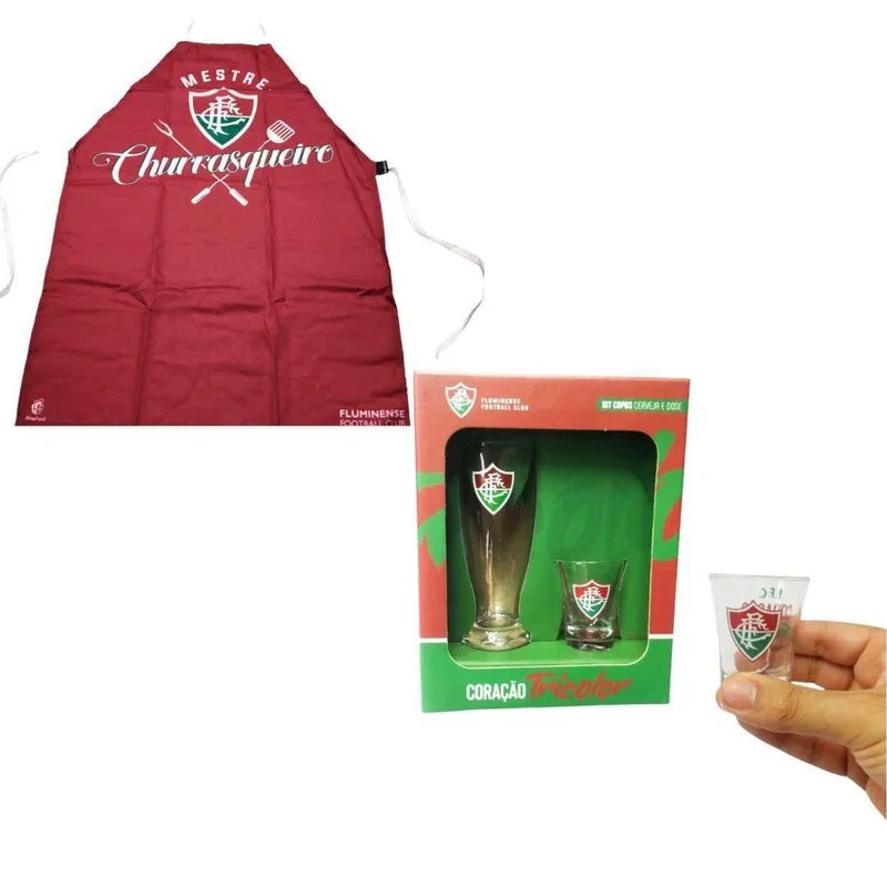 Kit Churrasco Avental Fluminense Mestre Churrasqueiro + Copo