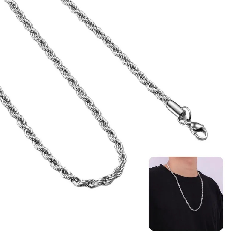 Corrente Cordão Masculino 60cm Grosso 5mm Elo Baiano Prata