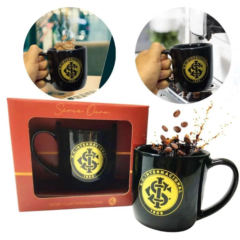 Caneca Preta Xícara Porcelana Urban 300ml Café Time