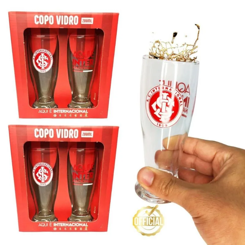 Kit 4un Copos Munich Vidro Tulipa Cerveja Chopp Time