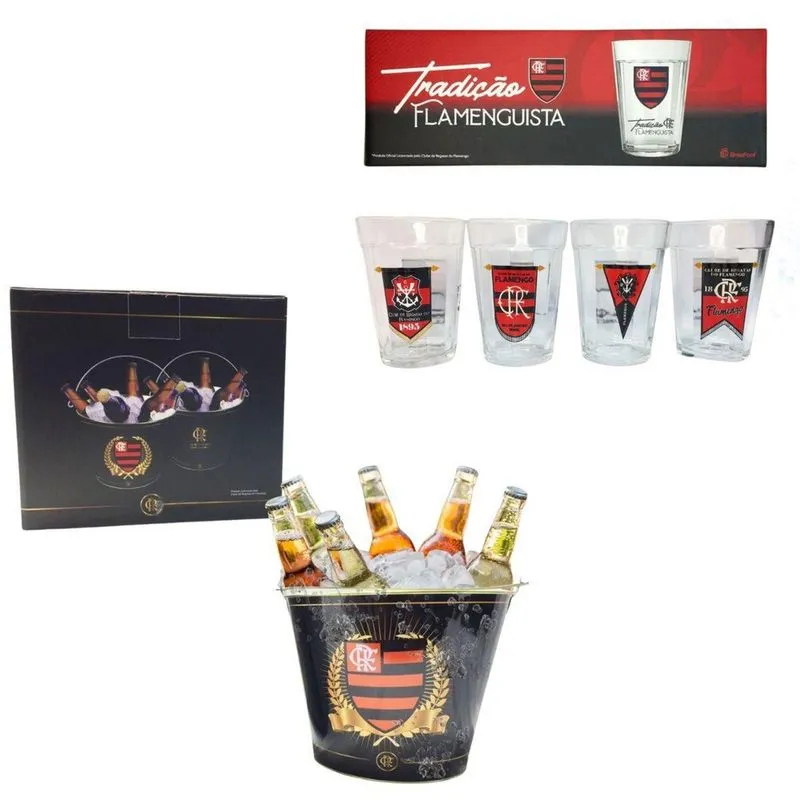Kit Balde Alumínio Gelo Grande Preto + 4 Copos Americanos